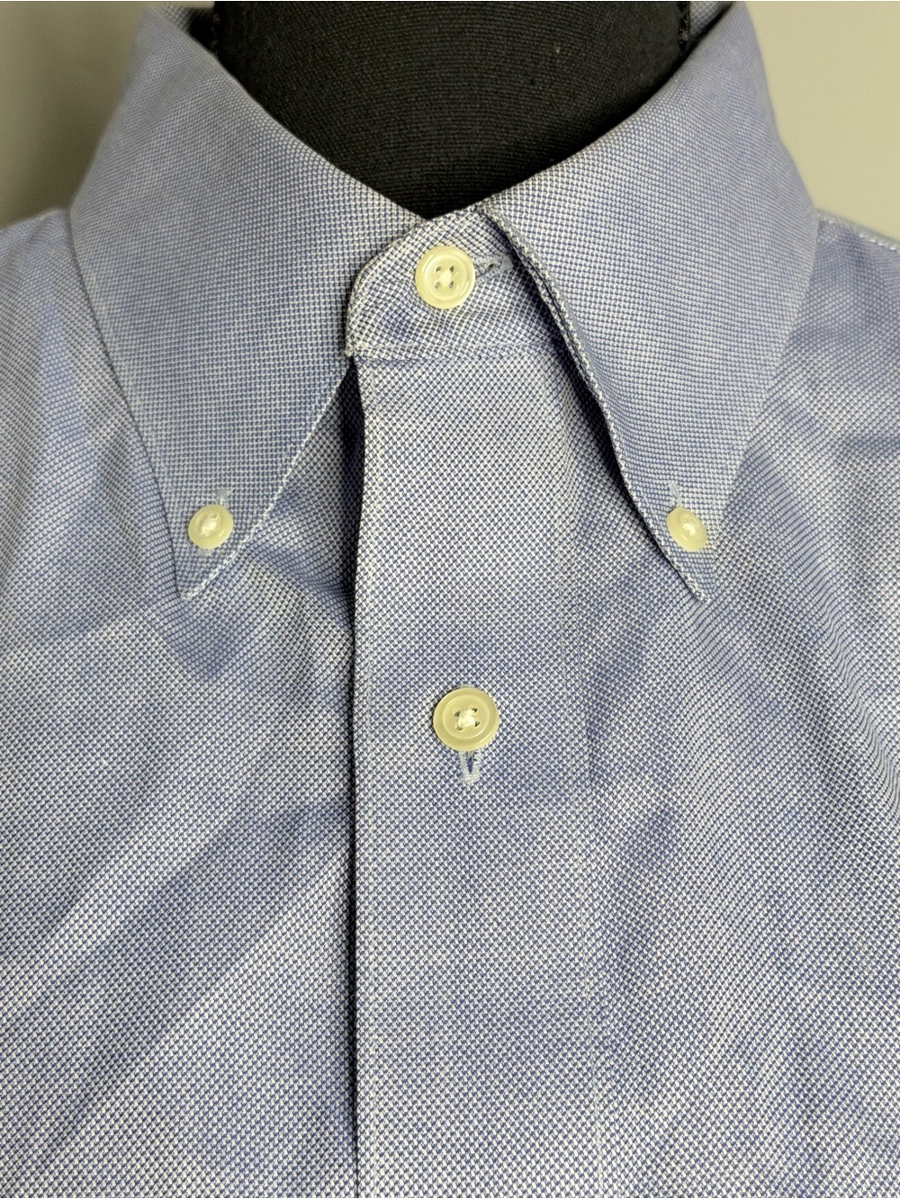 Special Reserve Blue Solid Cotton Button-Down Dress Shirt 16.5 34 Classic Fit